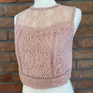 Blush pink lace crop top